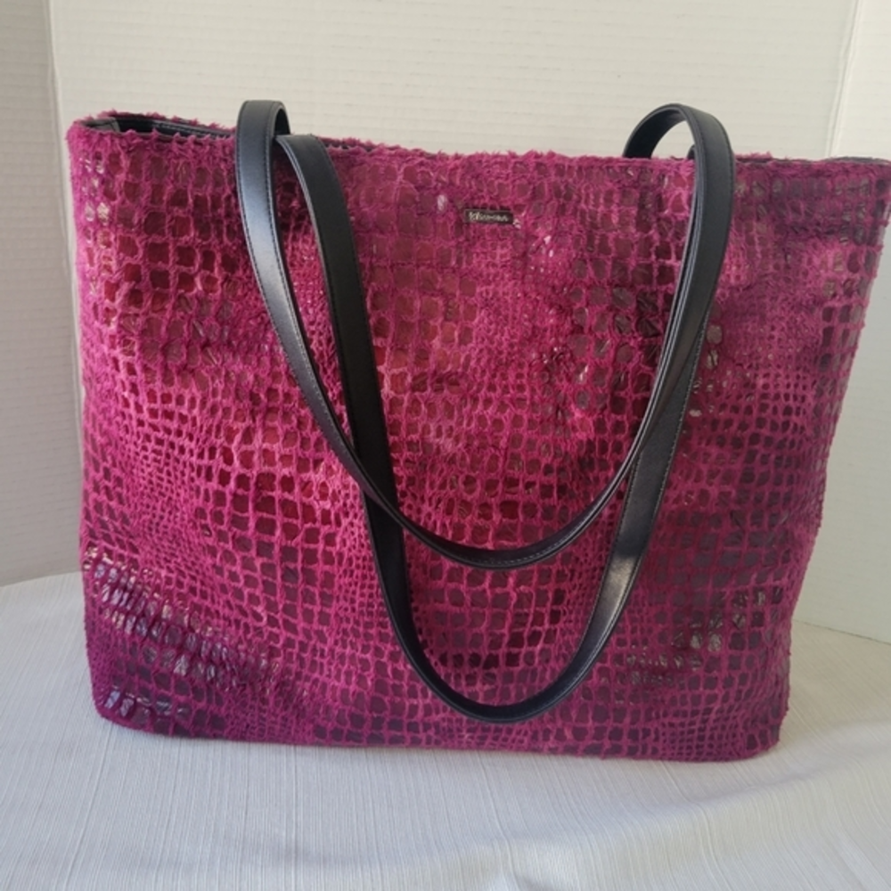 Bisadora faux fur‎ crocodile print tote bag